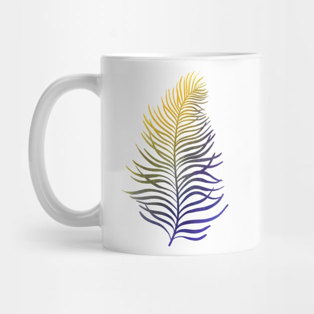 Summer tropical palm leaf watercolor print, purple yellow by likapix